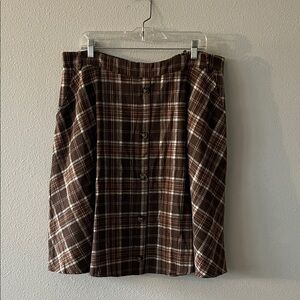 Academia Plaid Brown Skirt